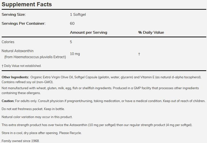 Astaxanthin 10 mg extra pevnosť - 60 softgelov