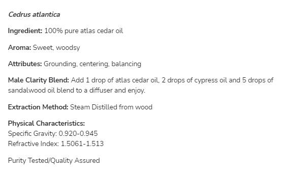 Cedarový olej Atlas | 100% Pure Cedrus Atlantica - 30 ml