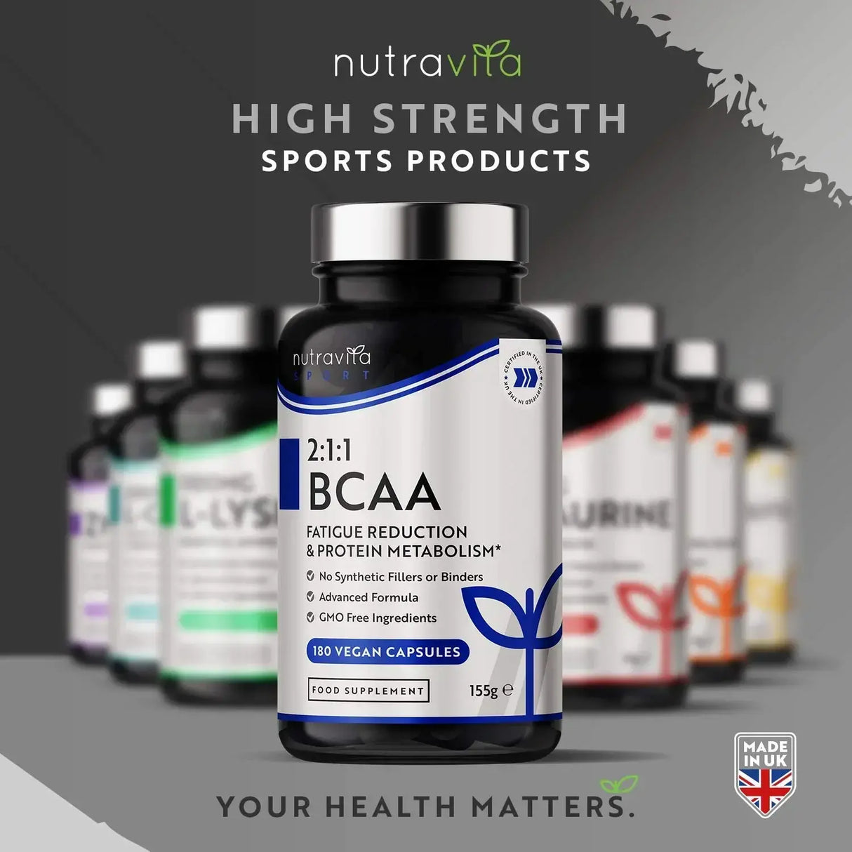 BCAA (2:1:1) s vitamínmi B6 a B12 - 180 Vcapsules. <tc>Nutravita</tc>