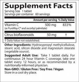 Najlepší 12-hodinový vitamín C s tabletami Pureway-C-60