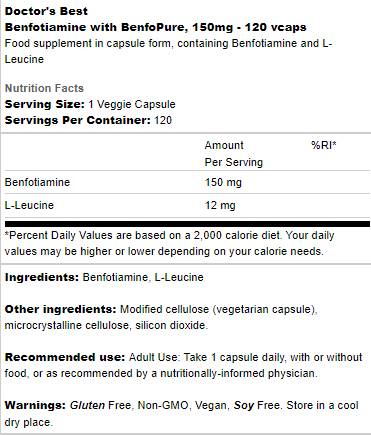 Najlepšie Benfotiamine 150 mg | Benfopure - 120 kapsúl