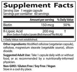 Najlepšia kyselina R-lipoová / stabilizovaná Na-R-Ala 200 mg-60 kapsúl
