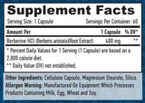 Berberine HCl 400 mg. / 60 Vcaps