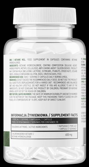 Betaine HCl 650 mg 90 kapsúl