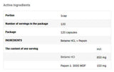 Betaine HCl 650 mg + pepsin - 120 kapsúl