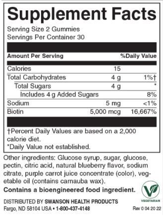 Biotín Gummies 5 000 mcg | Čučoriedka - 60 žuvateľných tabliet