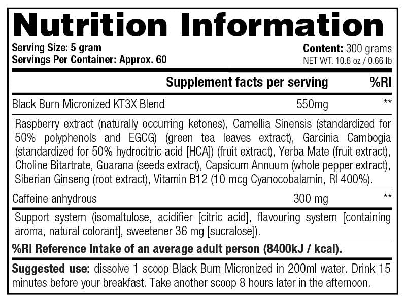 Black Burn Micronized - 300 gramov