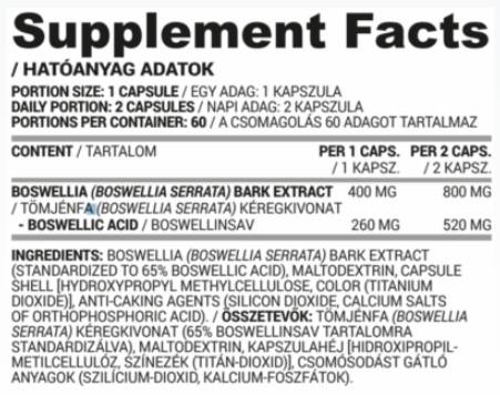 Boswellia 400 mg | Extrakt kôry Boswellia Serrata - 60 kapsúl