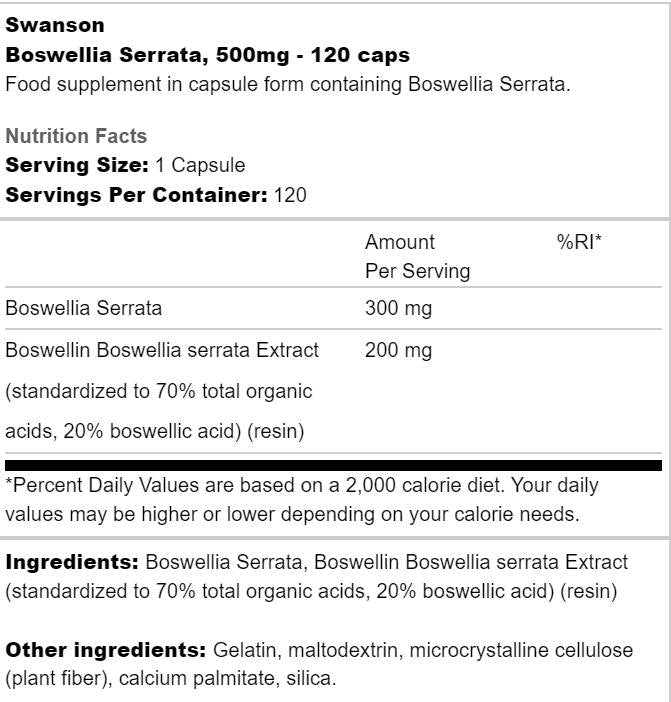 Boswellia serrata 500 mg 120 kapsúl
