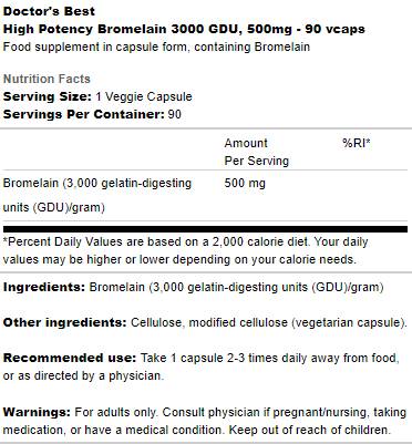 Bromelain 3000 GDU 500 mg | Vysoká účinnosť - 90 kapsúl
