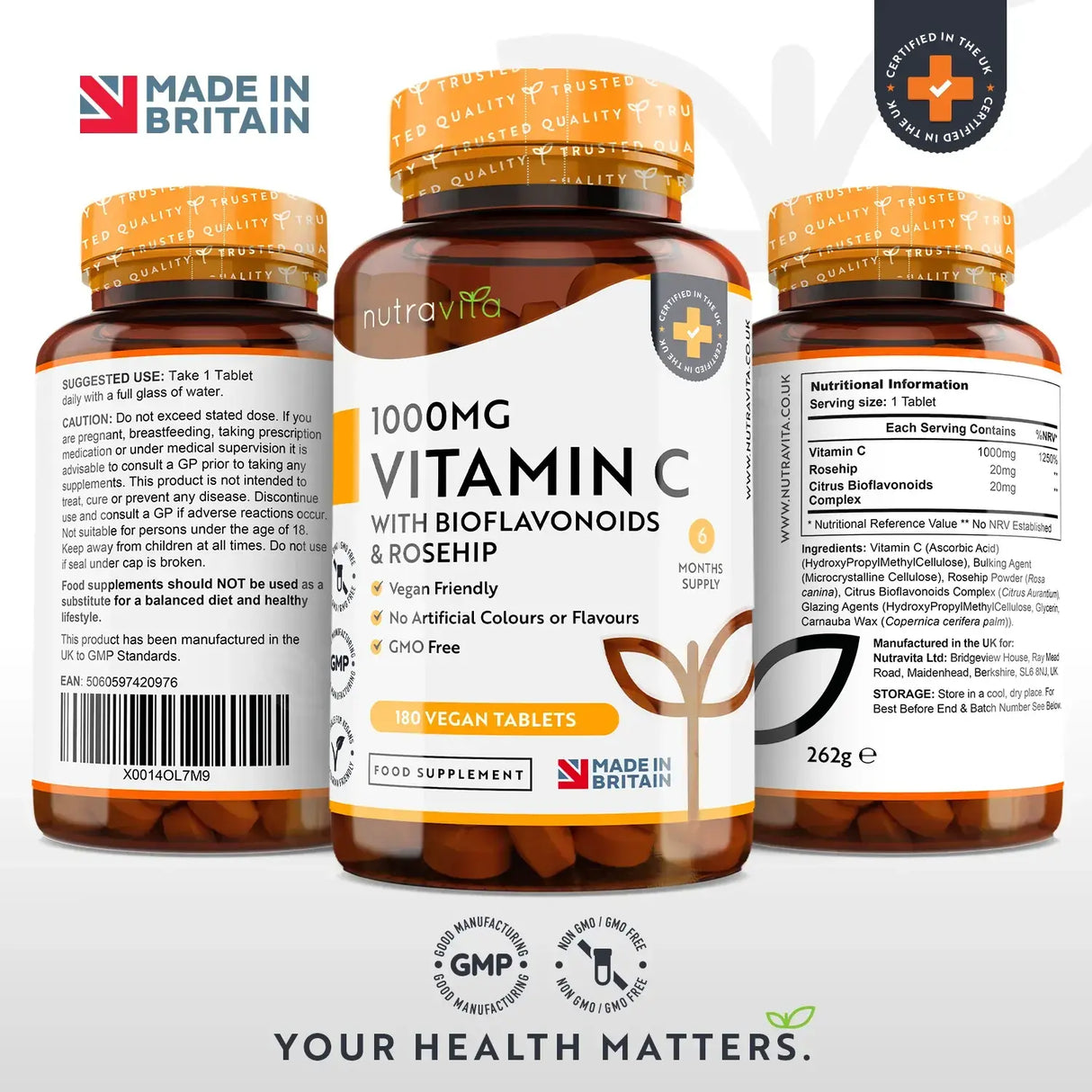 Vitamín C 1000 mg s bioflavonoidmi a šípkami 180 <tc>Nutravita</tc> tablety