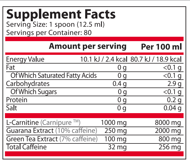 <tc>Pure Nutrition</tc> - CARNI MAX TEKUTÉ s GUARANOU a ZELENÝM ČAJOM - 1000 ML