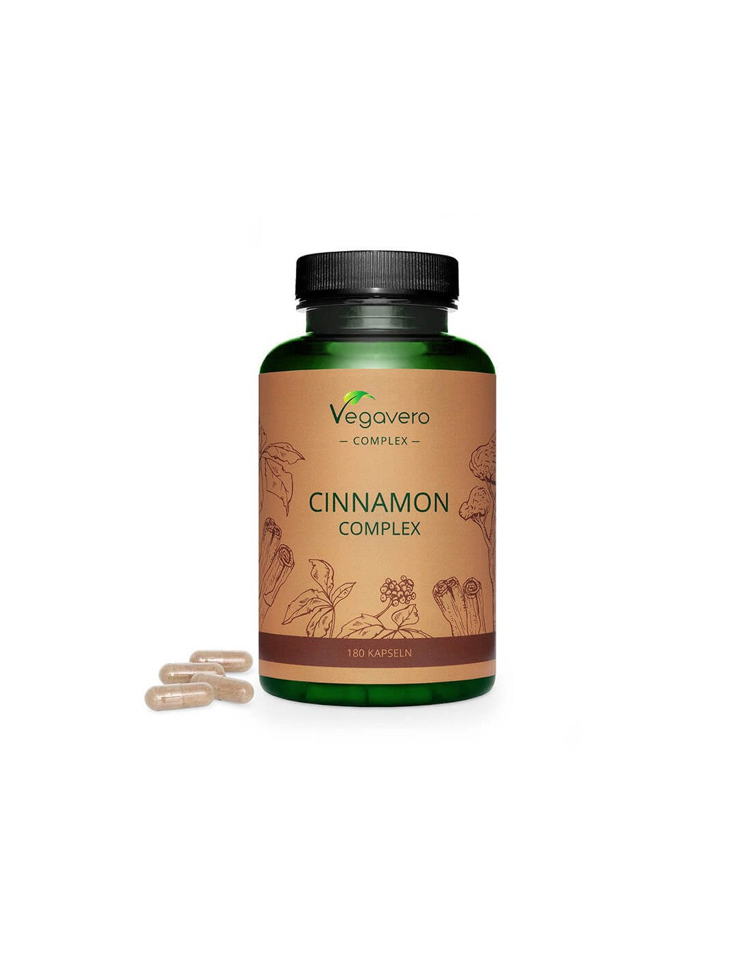 Cinnamon Complex - Cinnamon complex (Bylinná receptúra ​​na kontrolu hladiny cukru v krvi), 180 <tc>Vegavero</tc> kapsuly
