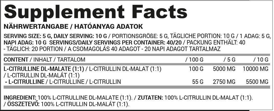 Prášok malátu citrullínu | 100% čistý - 200 gramov