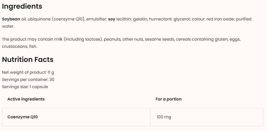 COQ10 / Ubichinon 100 mg - 30 gélových kapsúl