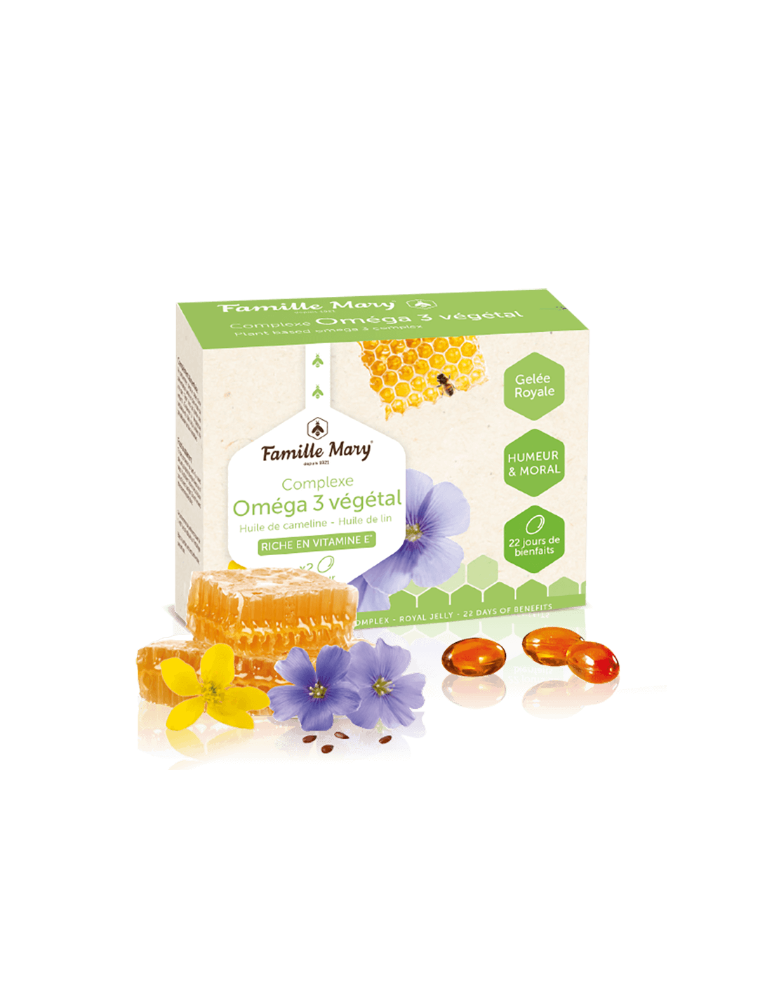 Komplexe Oméga 3 Végétal - Omega -3 z rastlinných zdrojov + Royal Jelly, 45 kapsúl