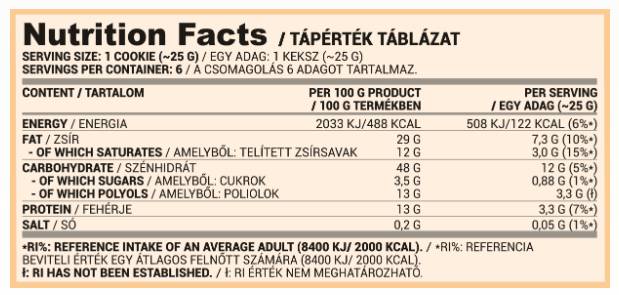 Cookies | Cookies s nízkym obsahom cukru 135 gramov