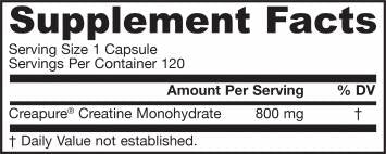 Kreatín monohydrát 800 mg 120 kapsúl