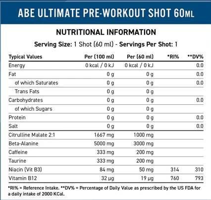 Abe Shot | Všetko čierne všetko pred tréningom - 12 x 60 ml