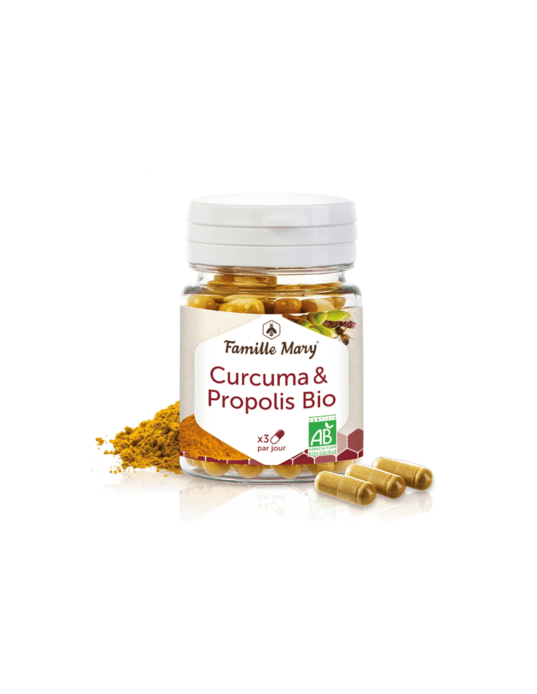 Curcuma & Propolis Bio/ Kurkuma + Bio propolis, 60 Famille Mary Capsules