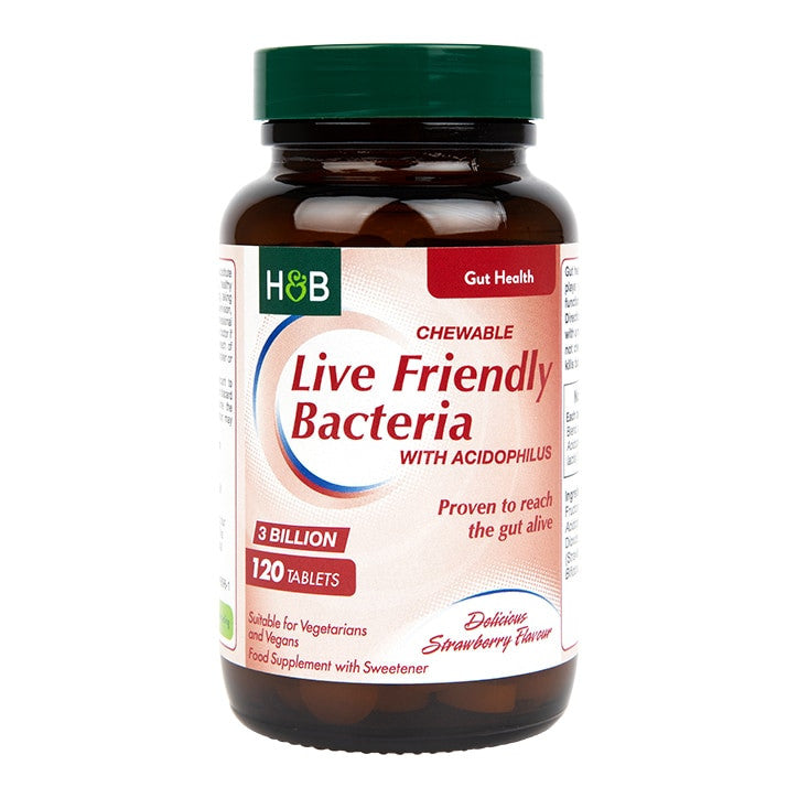 Probiotikum s acidophilus (žuvateľný acidophilus jahody 3 miliardy) 3 miliardy). 120 žuvateľných tabliet Holland & Barrett