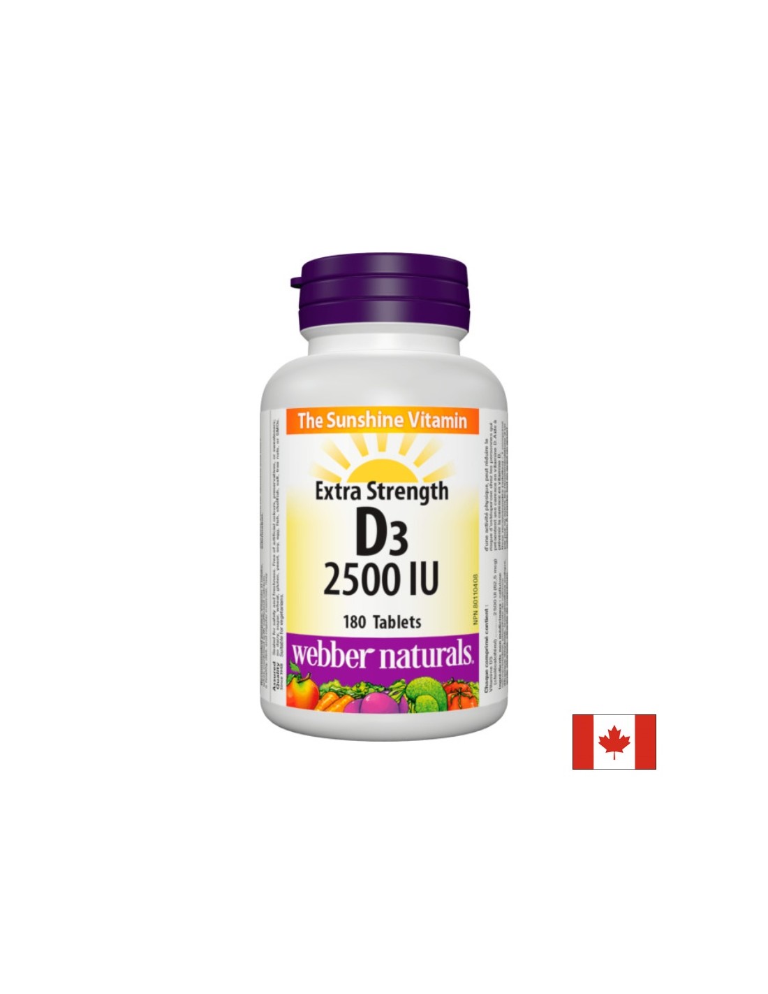 Zdravé kosti a silná imunita - vitamín D3 2500 IU, 180 tabliet <tc>Webber Naturals</tc>