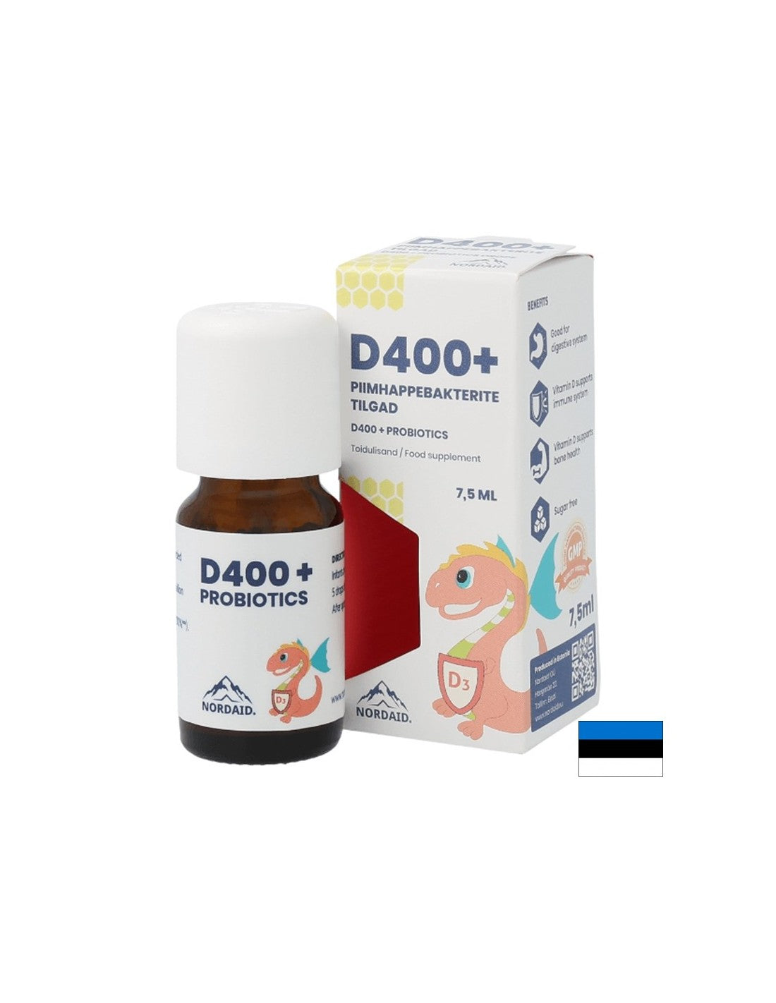 Vitamín D3 400 IU + probiotiká - imunita a tráviaci systém, kvapky pre deti a dospelých, 7,5 ml
