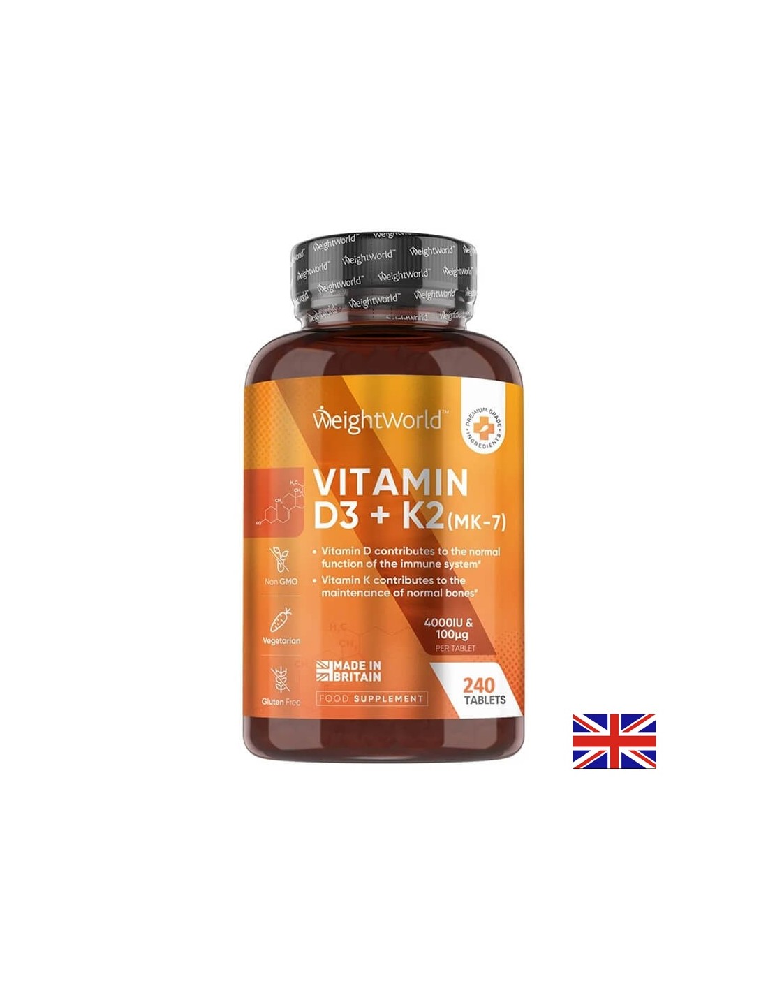 Kostný systém - vitamín D3 4000 IU + K2 100 µg, 180 tabliet Hmotnosť sveta