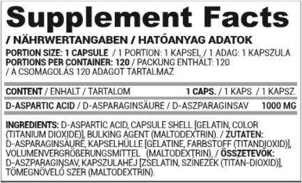 DAA Dark | Kyselina D-aspartová 1 000 mg 120 kapsúl