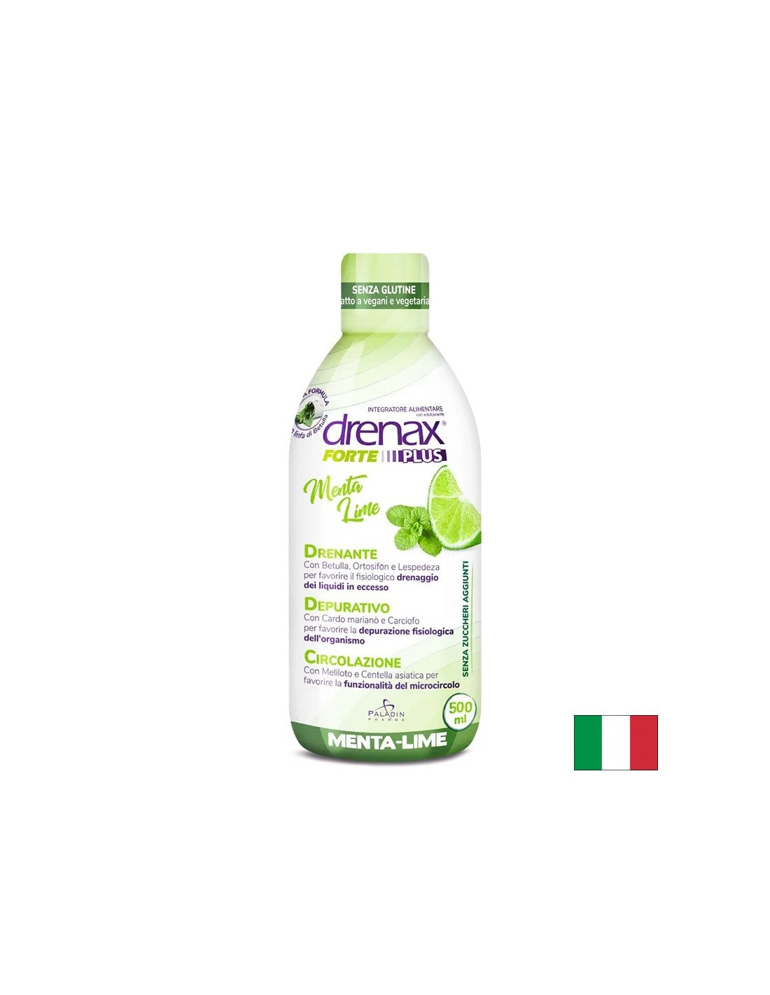 Diuretický detoxikačný vzorec - Drenax - Drenax® s bielym brehom, čiernym rítom a sladkým ďatelkou, 500 ml, 16 dávok, s mätou a limetkou
