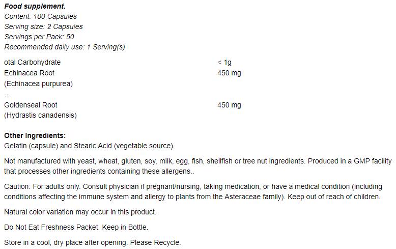 Echinacea a Goldenseal Root - 100 kapsúl