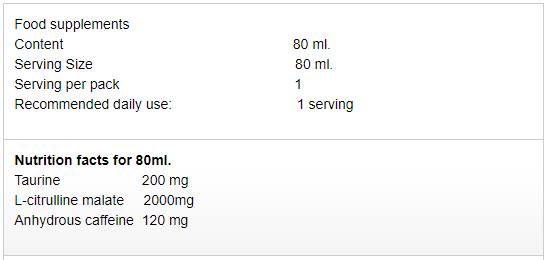 Energetický šok Pred tréningom - 80 ml