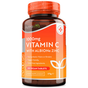 Vitamin C 1000 mg with Zinc (Albion® Zinc) 15mg 210 tablets Nutravita - Nutra Best Europe