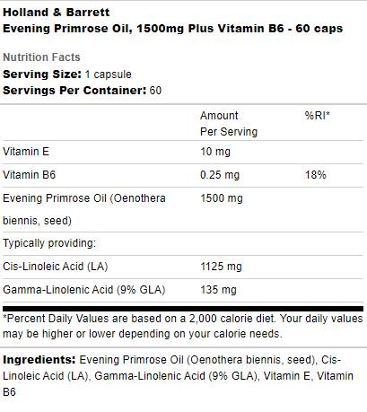 Večer Primrose Oil 1500 mg | Plus vitamín B6 - 60 kapsúl