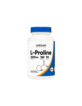 Bones and joints - L-Proline, 500 mg/180 capsules, 90 doses Nutricost - Nutra Best Europe