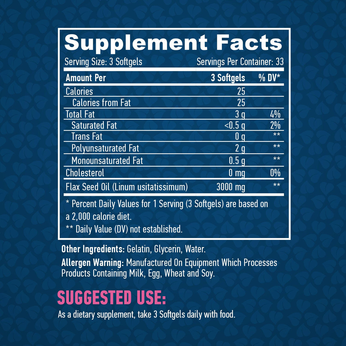 Ľanové osivo olej Organické 1 000 mg. / 100 Softgels