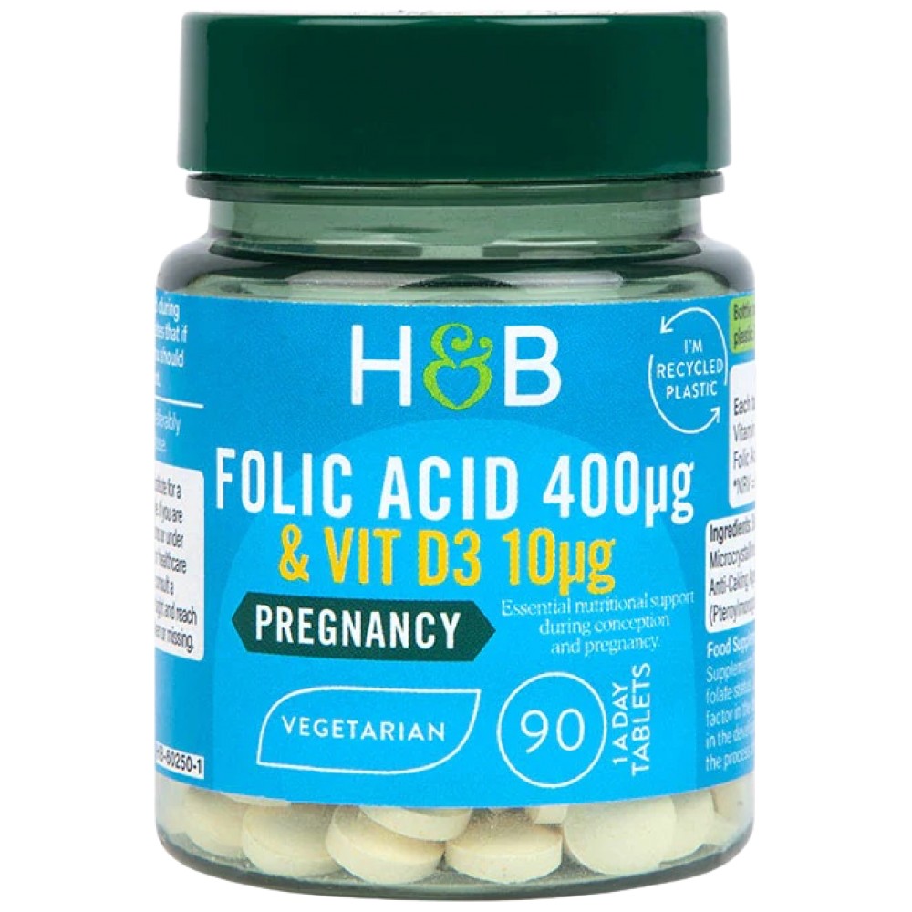 Kyselina listová 400 mcg | S vit d3 10 mcg - 90 tabliet