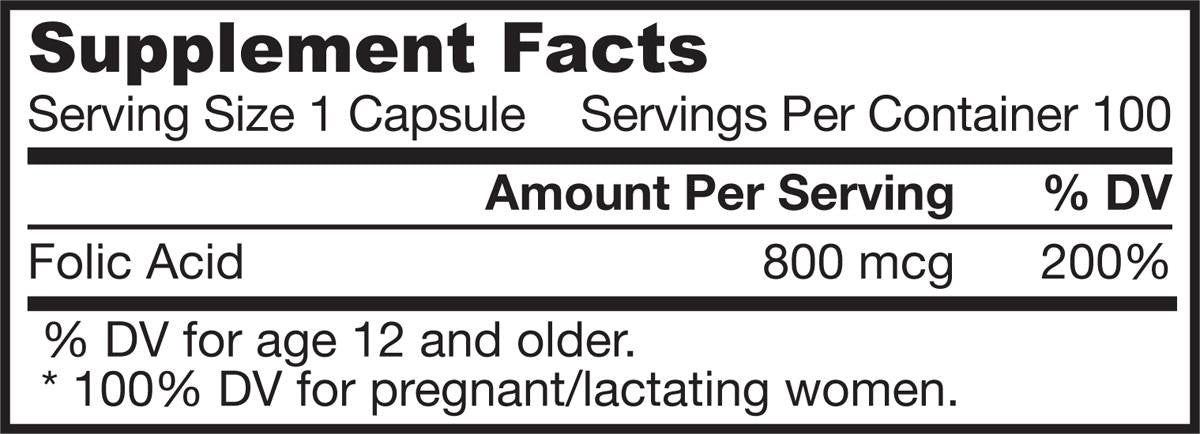 Kyselina listová 800 mcg 100 kapsúl