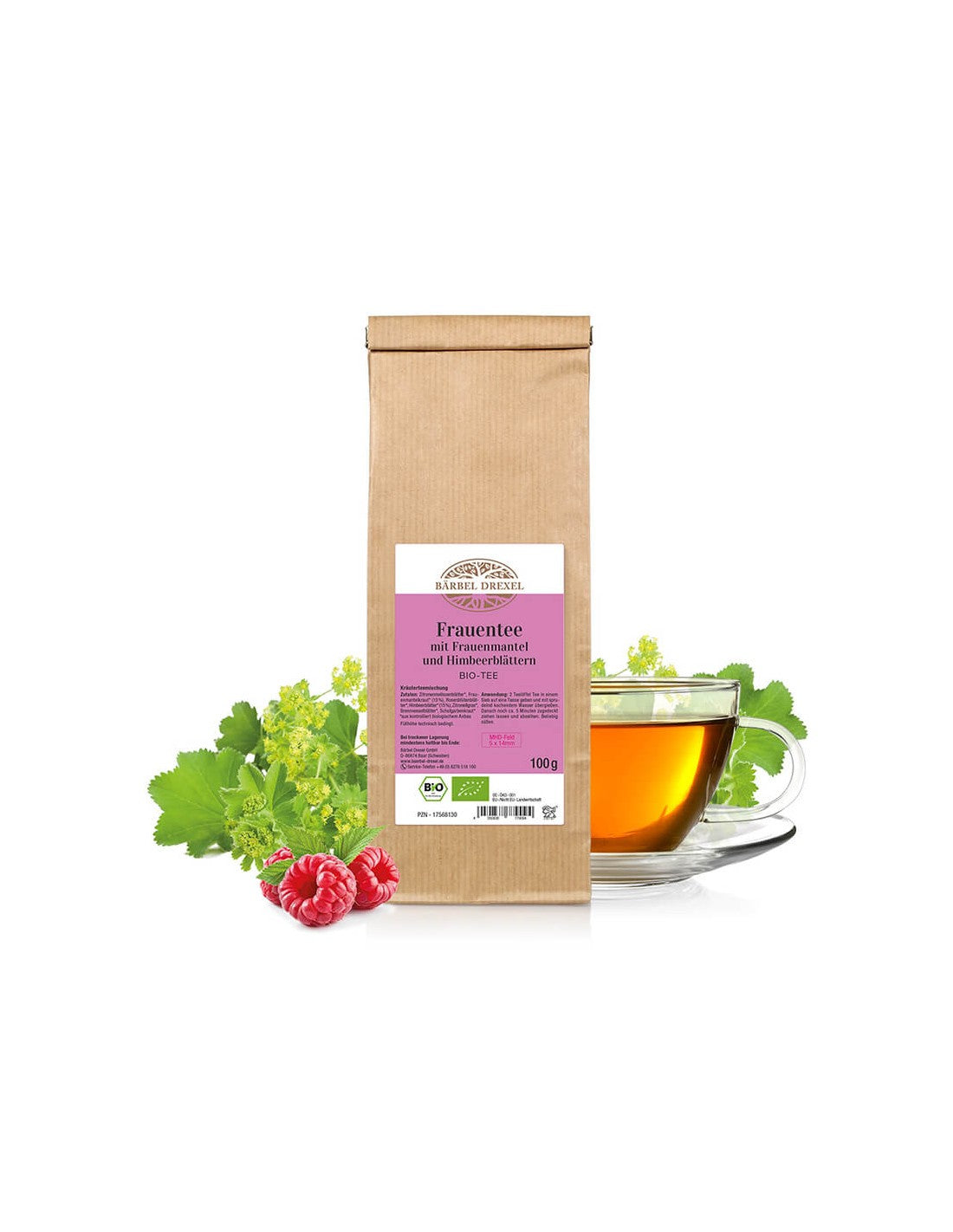 Frauentee mit Frauenmantel und Himbeerblättern Bio-Tee - Bio čaj pre hormonálnu rovnováhu žien, 100 g <tc>Bärbel Drexel</tc>