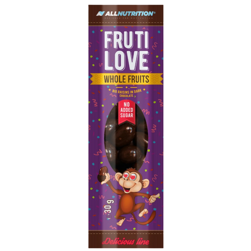Frutilove | Veľké hrozienka v tmavej čokoláde 30 gramov
