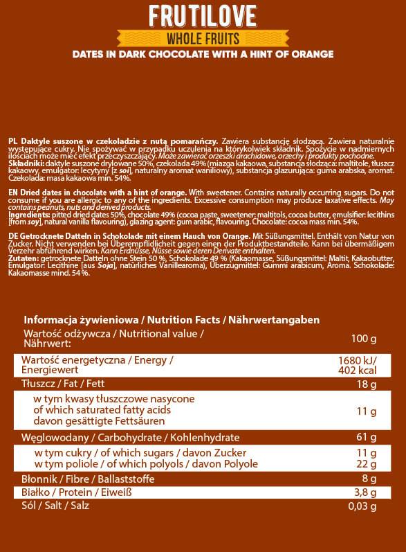 Frutilove | Dátumy v tmavej čokoláde a oranžovej 300 gramoch