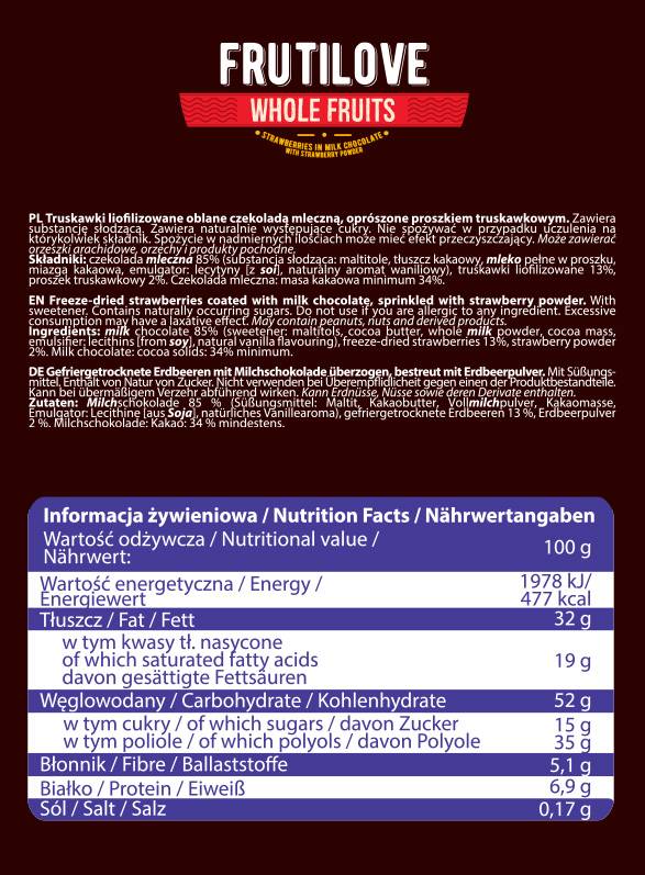 Frutilove | Jahody v mliečnej čokoláde a jahode - 200 gramov