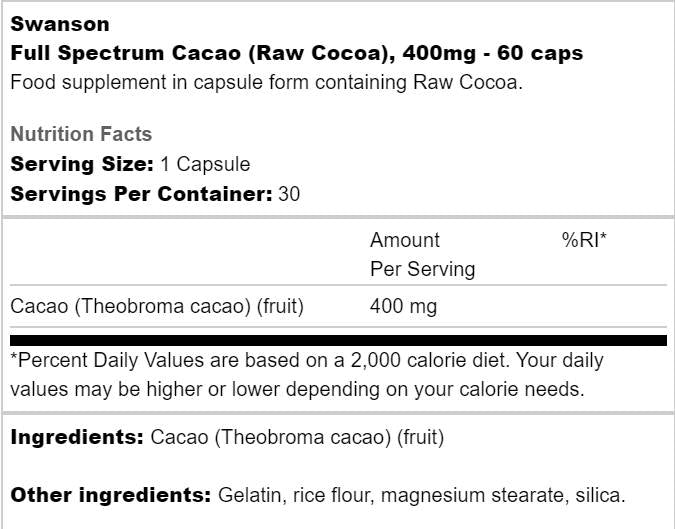 Celé spektrum kakao 400 mg 60 kapsúl