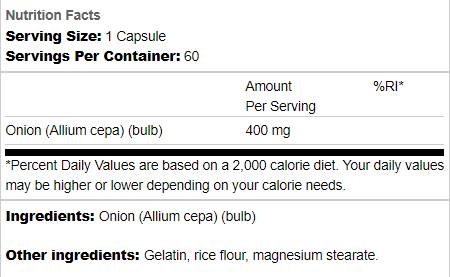 Celá spektrum cibuľovej cibuľky 400 mg 60 kapsúl