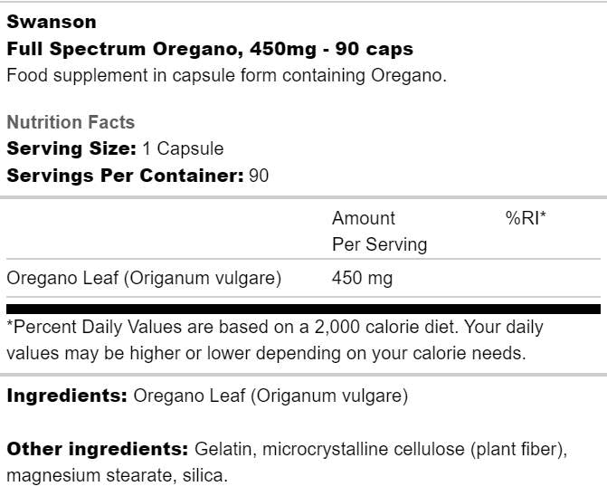 Plné spektrum Oregano 450 mg 90 kapsúl