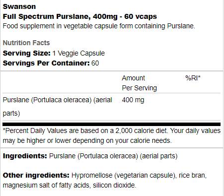 Celé spektrum purslane 400 mg 60 kapsúl