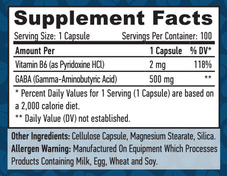 GABA + B-6 /500 mg. / 100 Vcaps