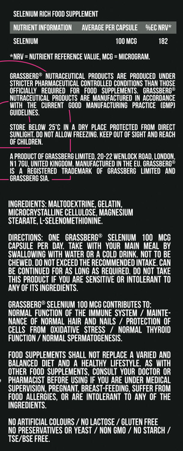 Grassberg Selenium 100 mcg 60 čiapky