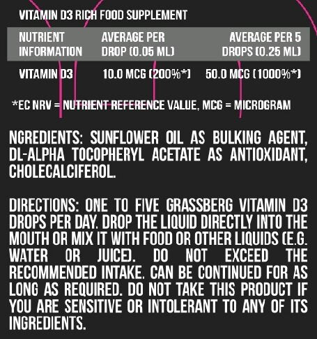 Grassberg vitamín D3 kvapky 400 iu 50 ml