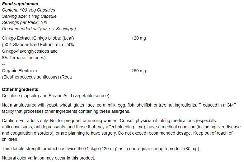 Ginkgo Biloba 120 mg / dvojitá sila - 200 kapsúl